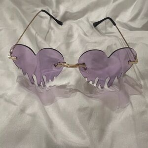 Purple Heart Drip Rimless Sunglasses Unisex